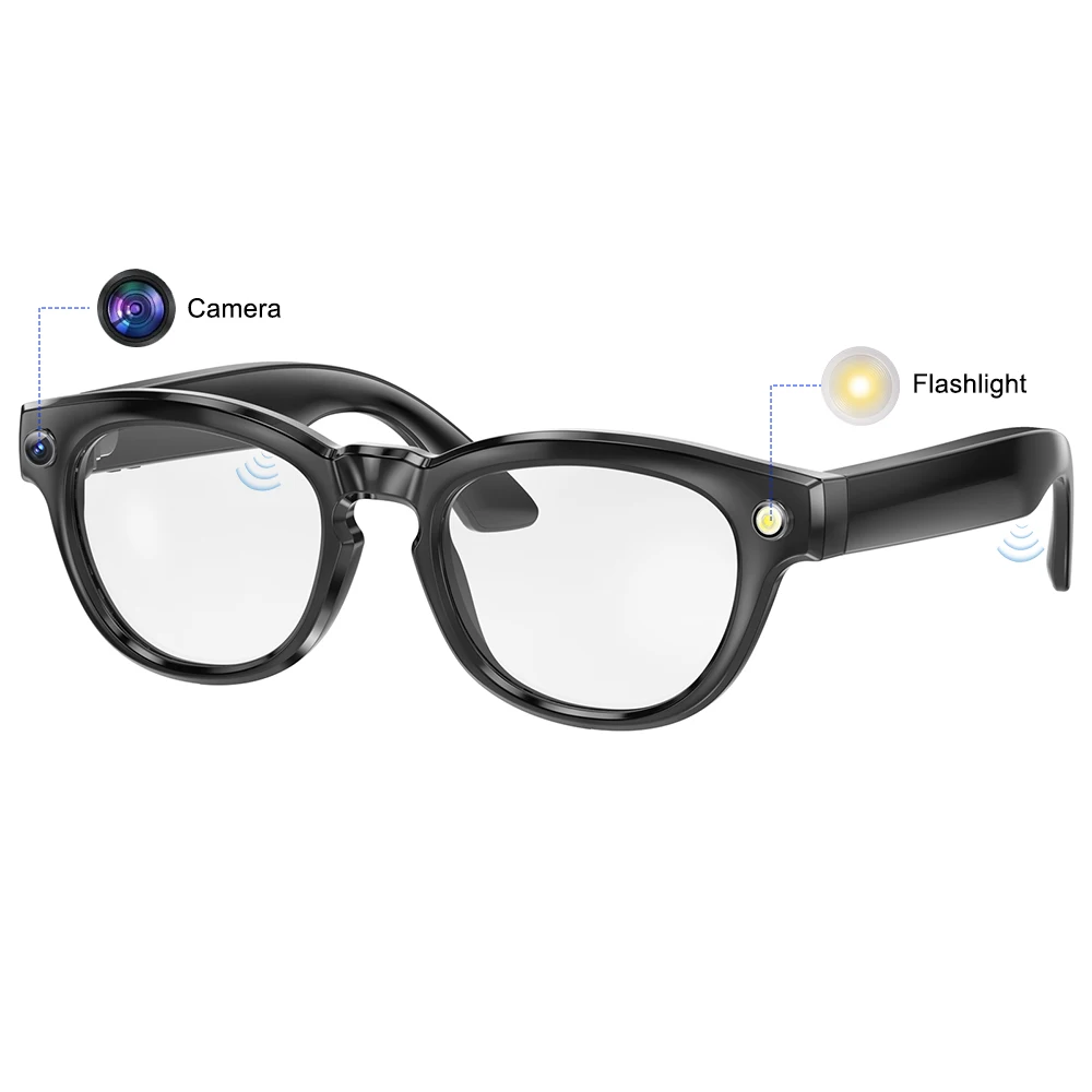 

GS380 AI Smart Glasses with Flashlight Take Photo Music Call Pedometer Distance Audio Wearable Video Recording Glasses