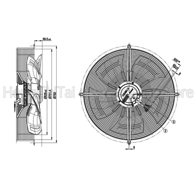 Original 100% Working A4D630-AB03-03 230/400V 60Hz 2960/3300W Cooling fan