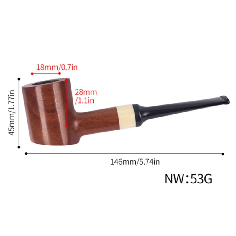 Wood 9mm Filter Flue Tobacco Pipe Retro Gentleman Bent Type Handle Handmade Smoking Pipe With Accessory Old Dad\'s Gift