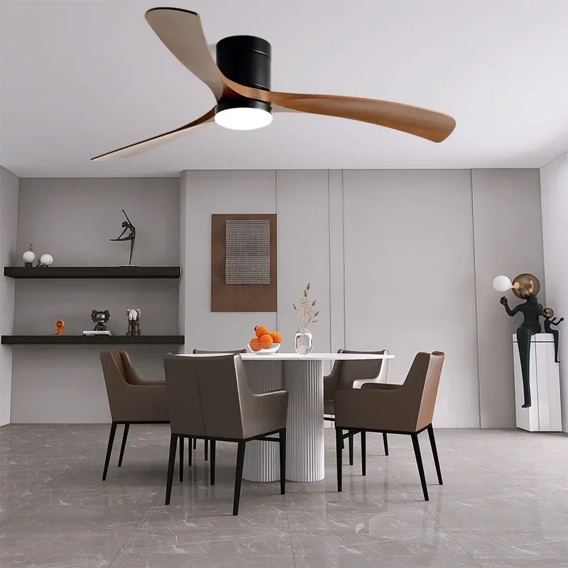 56inch Low Floor Ceiling Fan Light LED Ceiling Fan with Light and Control The Bedroom Household with Fan Chandelier 110V 220V