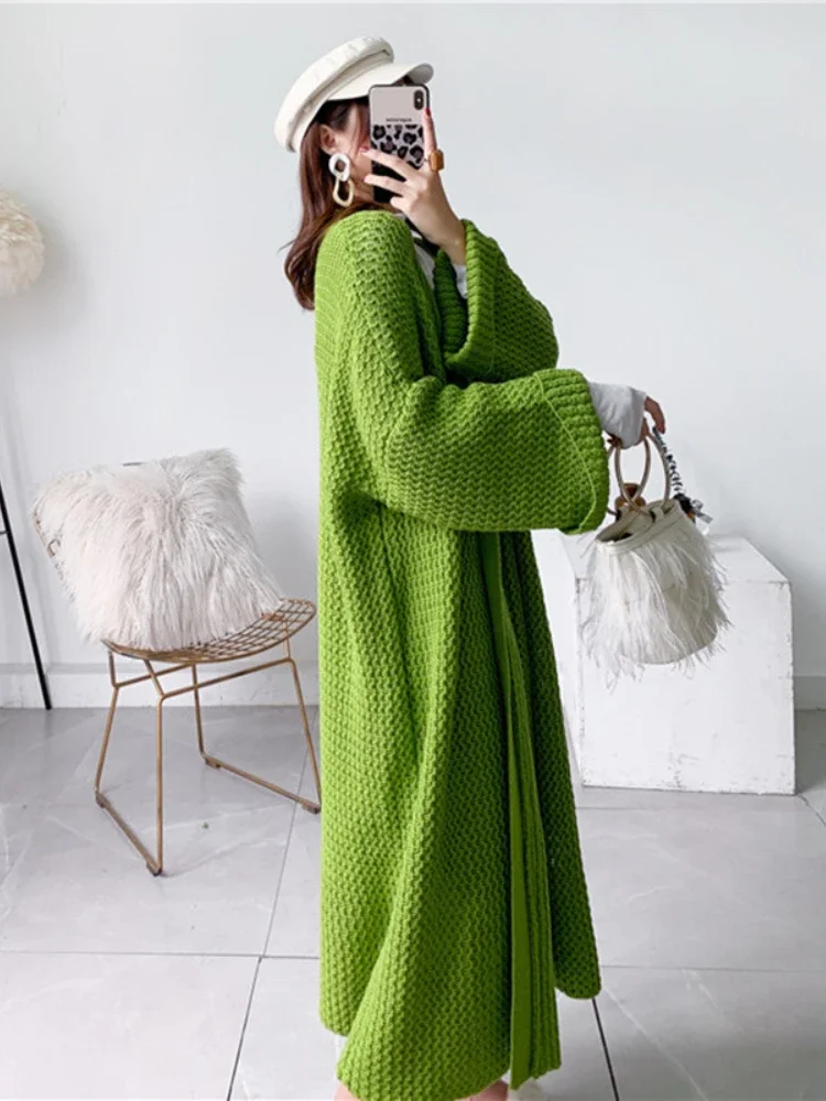 

New Fashion Women Sweaters Autumn Winter Solid Oversized Knitted Cardigan Sweater Coat Long Sleeve Top Women Clothing Knitwears
