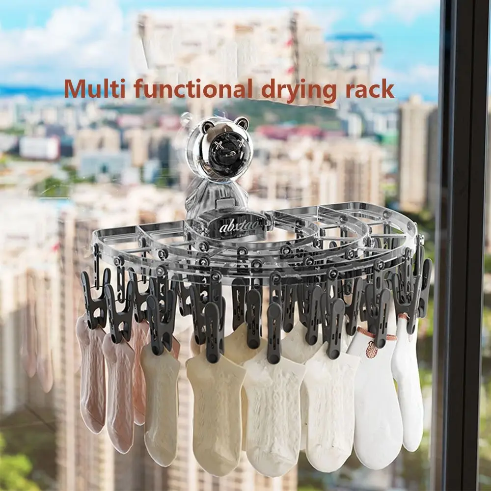

With Clips Suction Cup Sock Hanger Foldable Retractable Sock Drying Rack Waterproof Wall Mounted Drying Hanger Balcony Home