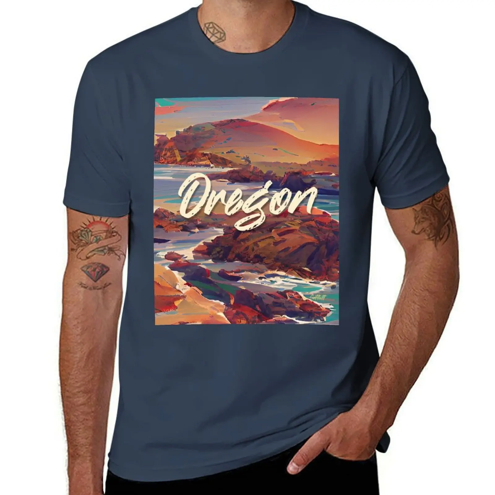 Coastline of Oregon T-Shirt funny shirt cotton boys animal print gifts for boyfriend mens graphic t-shirts