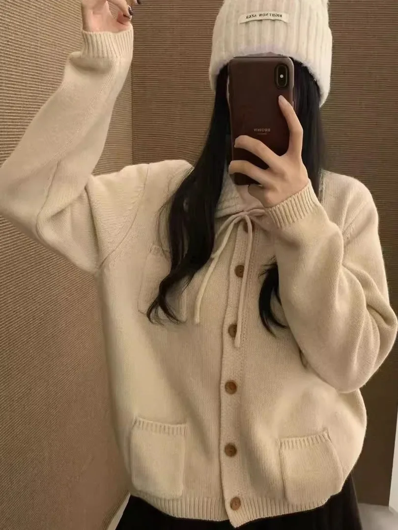 Cárdigan abierto de punto informal coreano Sle para mujer Otoño Invierno nuevo suéter de diseño adelgazante Faion Jaet para mujer