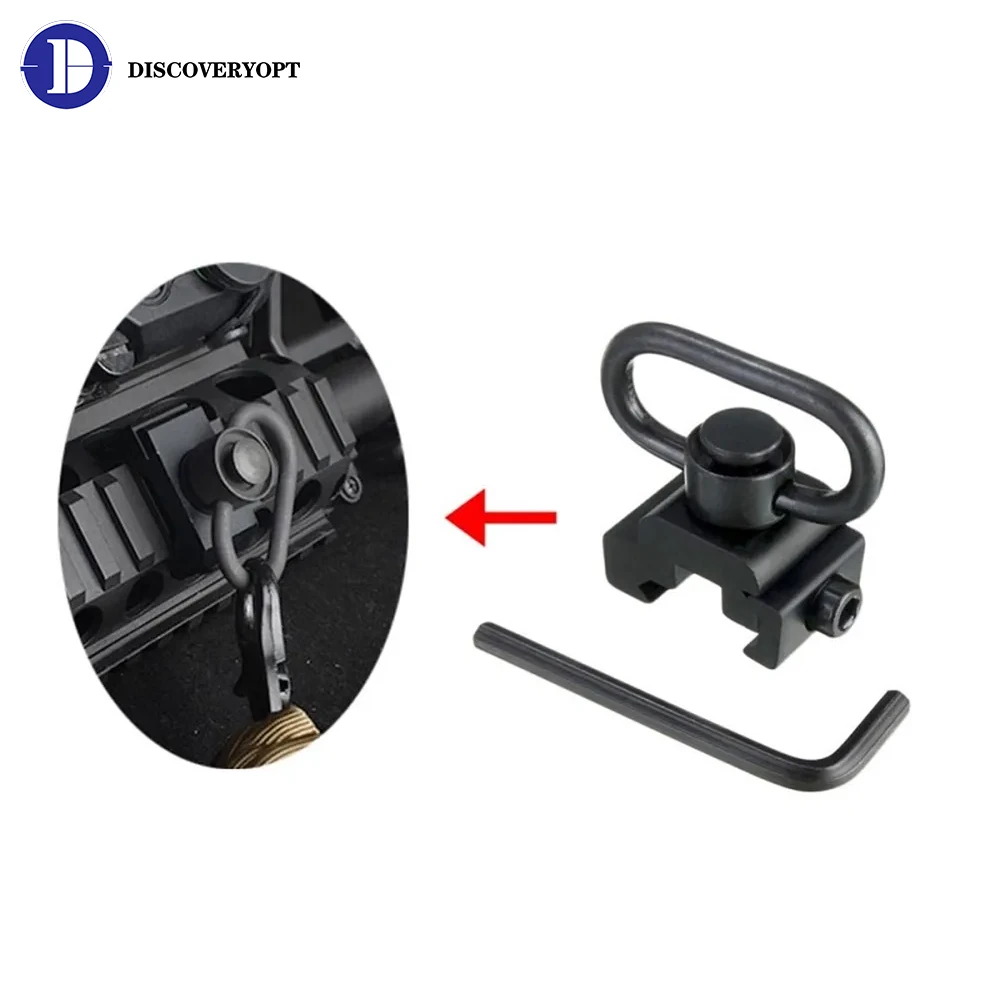 Tactical QD Sling Swivel Strap Buckle Quick Release Button 1.25 inch 20mm Picatinny Rail Mounted Base Mlok Mount Adapter Rings