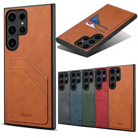 EUCAGR Luxury Leather Wallet Case For Samsung S24 S23 S22 S21 20 Ultra Plus FE Note20 A05S A15 A25 A35 A55 5G Shockproof Cover