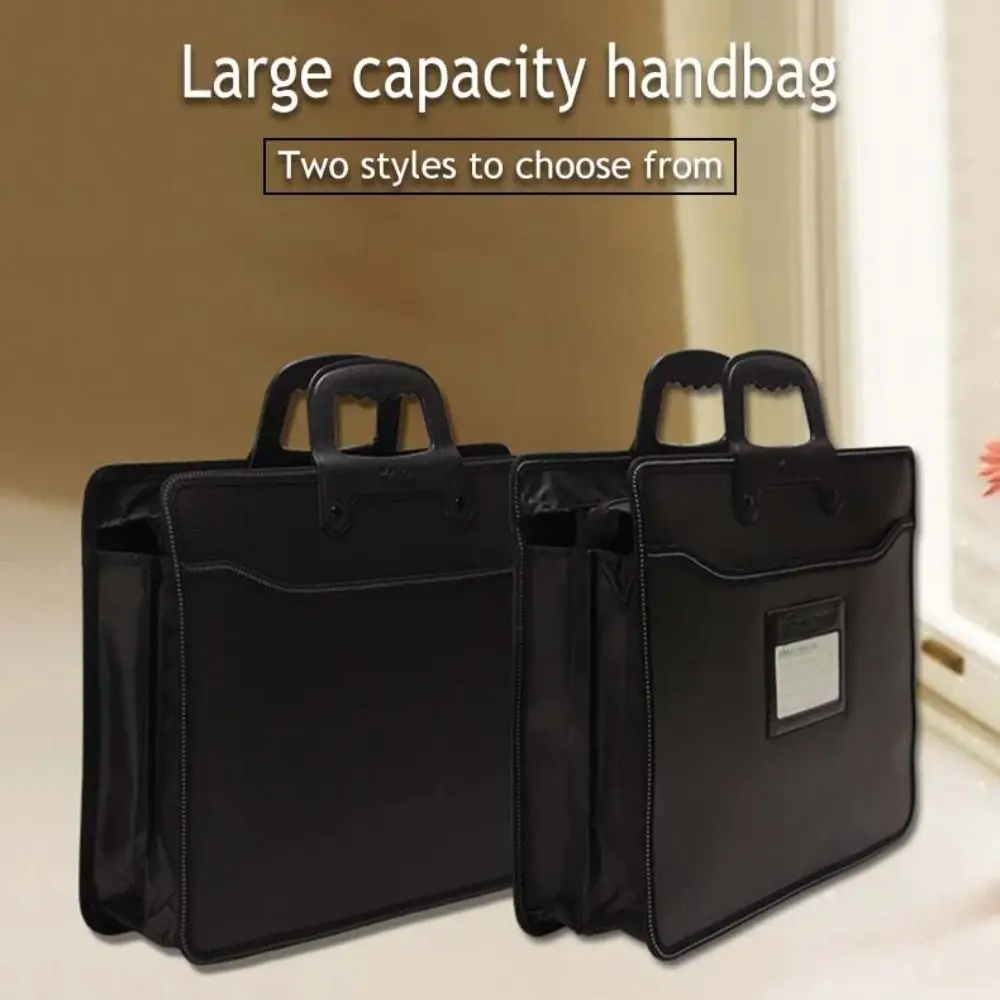 Large Capacity Portable Business Bag A4 Size Laptop Handbag Office File Bag Multi-Layer Oxford Cloth Document Bag
