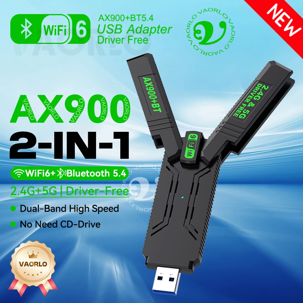 

Беспроводной адаптер 2-в-1 WIFI6 AX900 USB WiFi Bluetooth 5.4, двухдиапазонный, 2,4 ГГц + 5 ГГц, 4 антенны, 802.11AX USB3.0, 900 Мбит/с, WiFi 6, высокоскоростная сетевая карта, приемник, ключ для WIN 10/11, драйвер бес