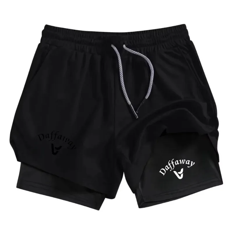 Men Fitness Gym Training 2-in-1 Sports Shorts Goku Anime Running Quick Dry Workout Jogging Double Deck Athletic Multi-functional