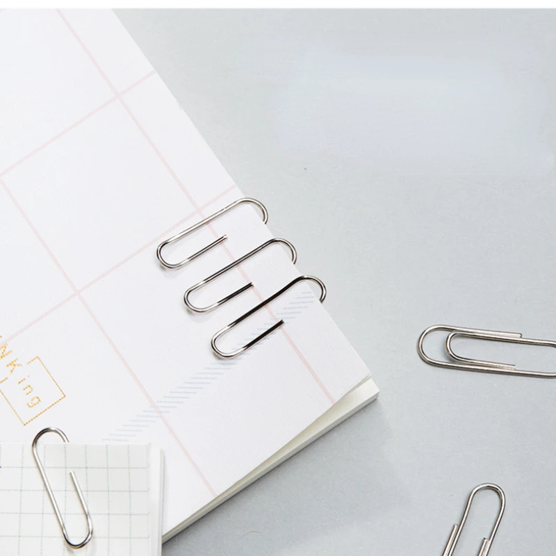 100pcs/box Metal Paperclips Paper Notebooks Pages Clips ID Tag Chest Clip Students Stationery Paperclips Bookmark