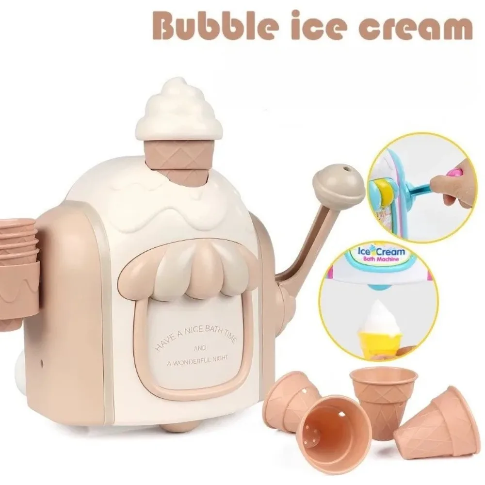 

Kids Bubble Machine Ice Cream Cartoon Theme Manual Bubble Maker for Bath & Outdoor Play Fun