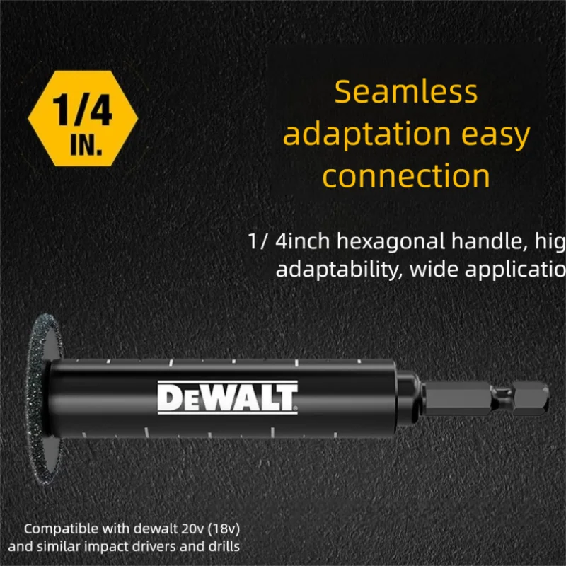 

Ударный шуруповерт DWASHRIR с совместимыми режущими и ножничными насадками, подходящий для резки различных материалов и под разными углами.