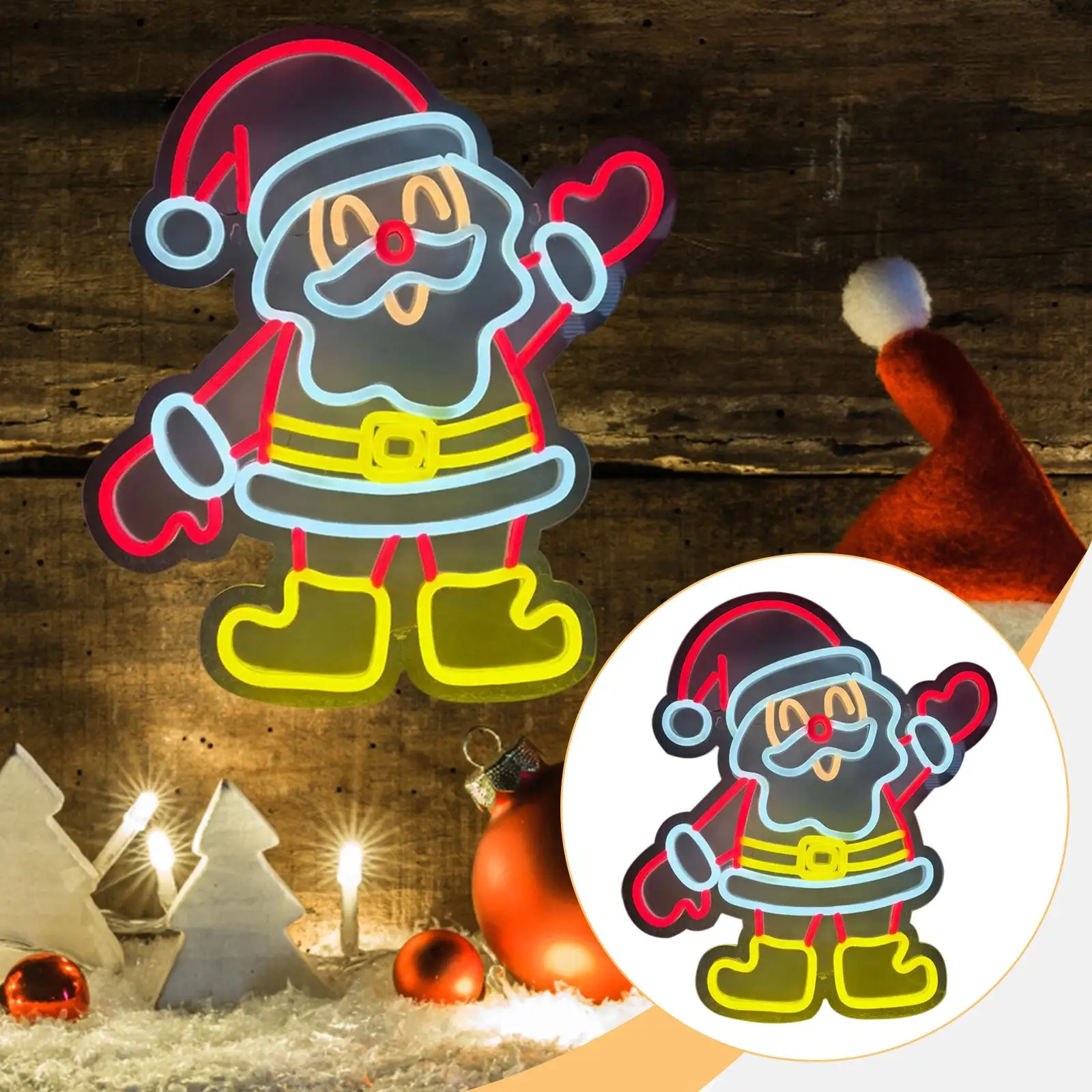 Christmas Neon Sign, Cartoon Colorful Christmas Light up Sign, Wall Art Decor Signs