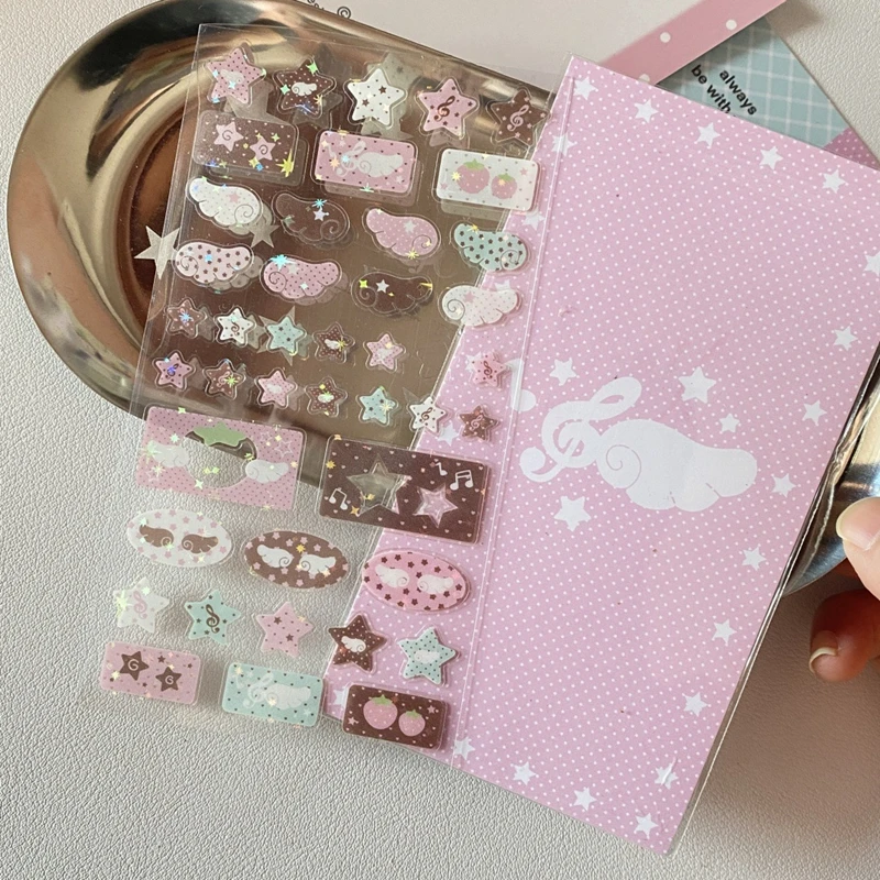 New Cute Musical Note Strawberry Glitter Sticker for Phone Camera Luggage Journal Sticker Kawaii Decoration Sticker Gift
