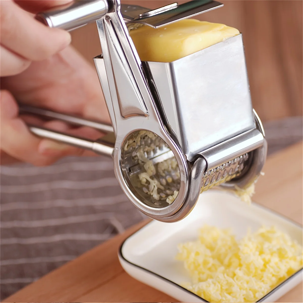 1pc, Cheese Grater, Multifunctional Stainless Steel Cheese Grater, Manual Rotary Cheese Grinder,Kitchen Gadgets