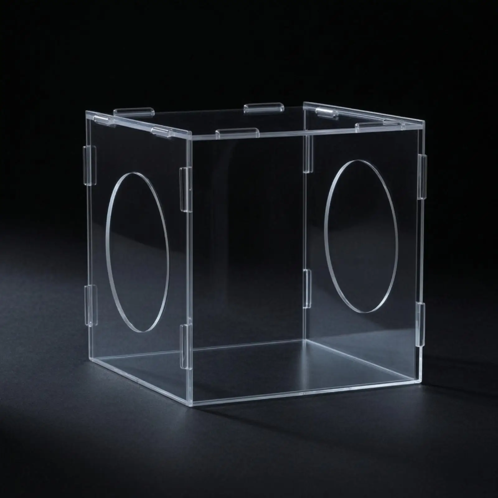 Acrylic Dust Cover for Craft Desk Transparent Polishing Enclosure with Circular Hand Holes Foldable Shield for Tools