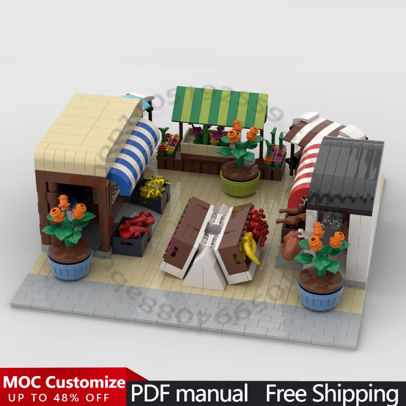1603 PCS Building Brick Modular Market MOC Customize Modular Building Block Creative Design Educational DIY Toy Birthday Gift
