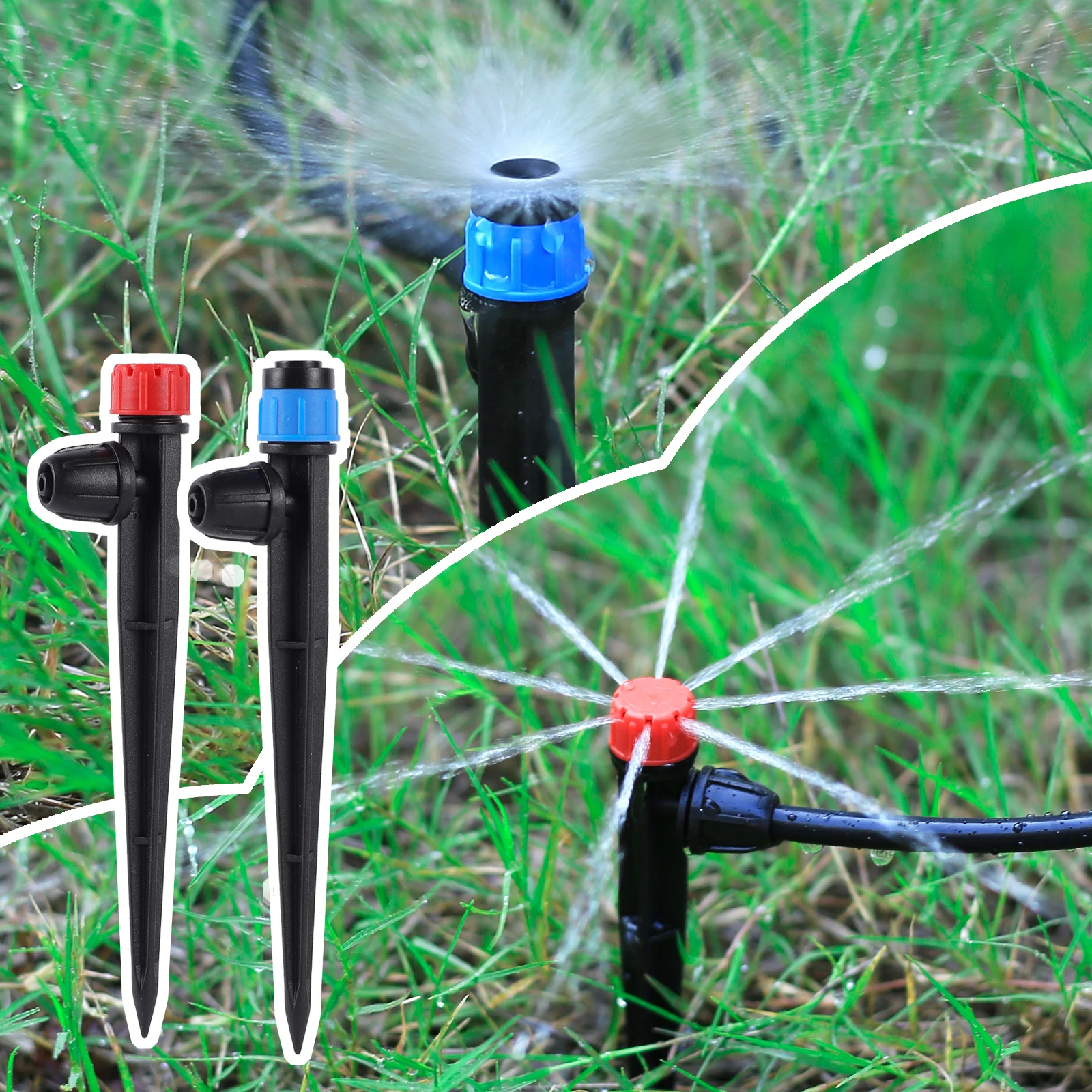 5/20/50/100Pcs 360° Scattering Sprinkler Watering Dripper Garden Farming Flower Lawn Irrigation Nozzle Locked Connect 1/4 Hose