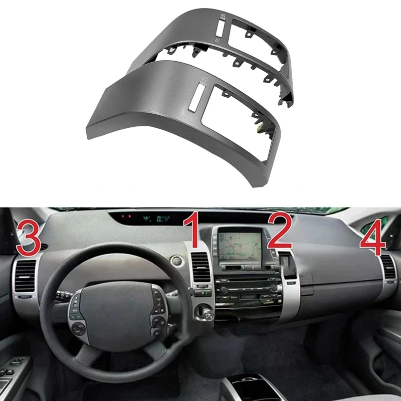 

4Pcs Car Center Dashboard Air Vents Trim Frame Set For Toyota Prius 2004-2009 Air Conditioner Outlet Panel Cover Chrome