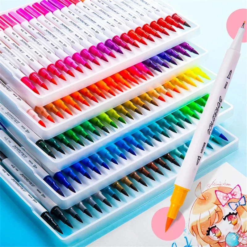 12/24/36/48/60Colors Double Head Markers Tip Art Supplies Drawing Brush Pen Colors Set For Gift Pens Pencils Writing Office Scho view 5