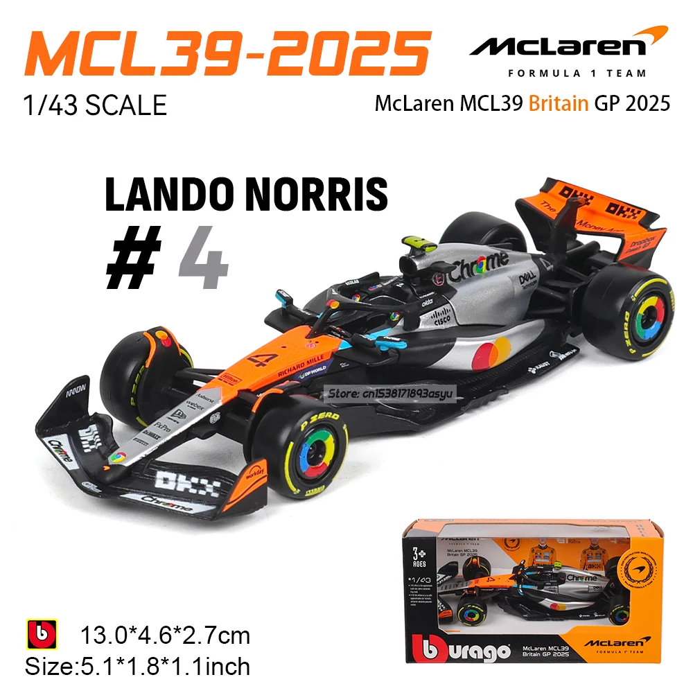 

Bburago 1:43 Alloy Die Cast Toy car model F1 McLaren 2025 UK Station MCL39 champion player #4 Lando Norris #81 Oscar Piastri