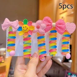 2pcs children Telephone Wire Shaped Ponytail Holder, Colorful Hair Tie, Fashion Girls Hair Bands