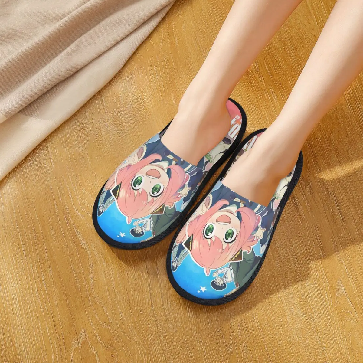 Zapatillas peludas de invierno Spy X Family Anya Forger, divertidas y bonitas Merch, chanclas de piel para el hogar, zapatillas para dormitorio, chanclas antideslizantes acogedoras de Anime