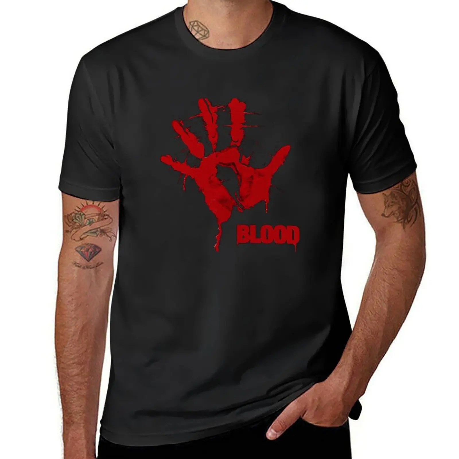 Monolith Blood DOS 1997 PC Game T-Shirt vintage summer top mens plain t shirts