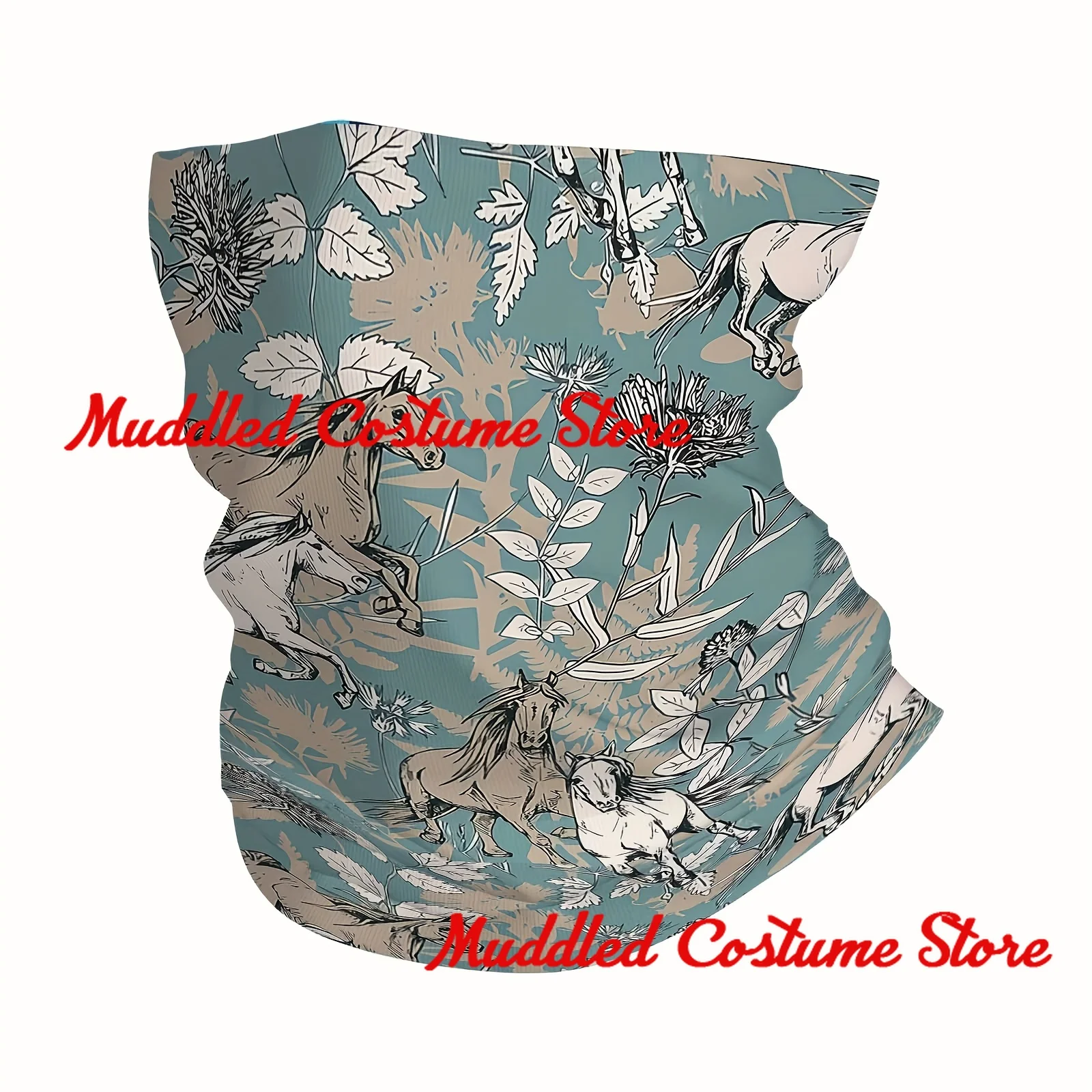 

Horses Floral Neck Gaiter Bandana Winter Neck Warmer Men Windproof Wrap Face Scarf for Hiking Gaiter Headband