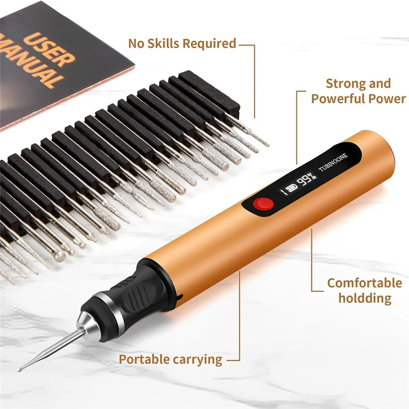 

ABXF-Engraving Pen For Artists & Diyers: 50+ Surfaces Engraver, Beginner Friendly, Rechargeable With 30 Bits & Mastery Guide