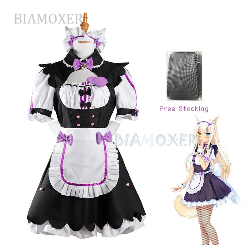 25COSWomen Maid Lolita vestidos Nekopara pelucas de coco disfraz de Cosplay pelo sintético resistente al calor peluca de juego de rol de fiesta para mujer