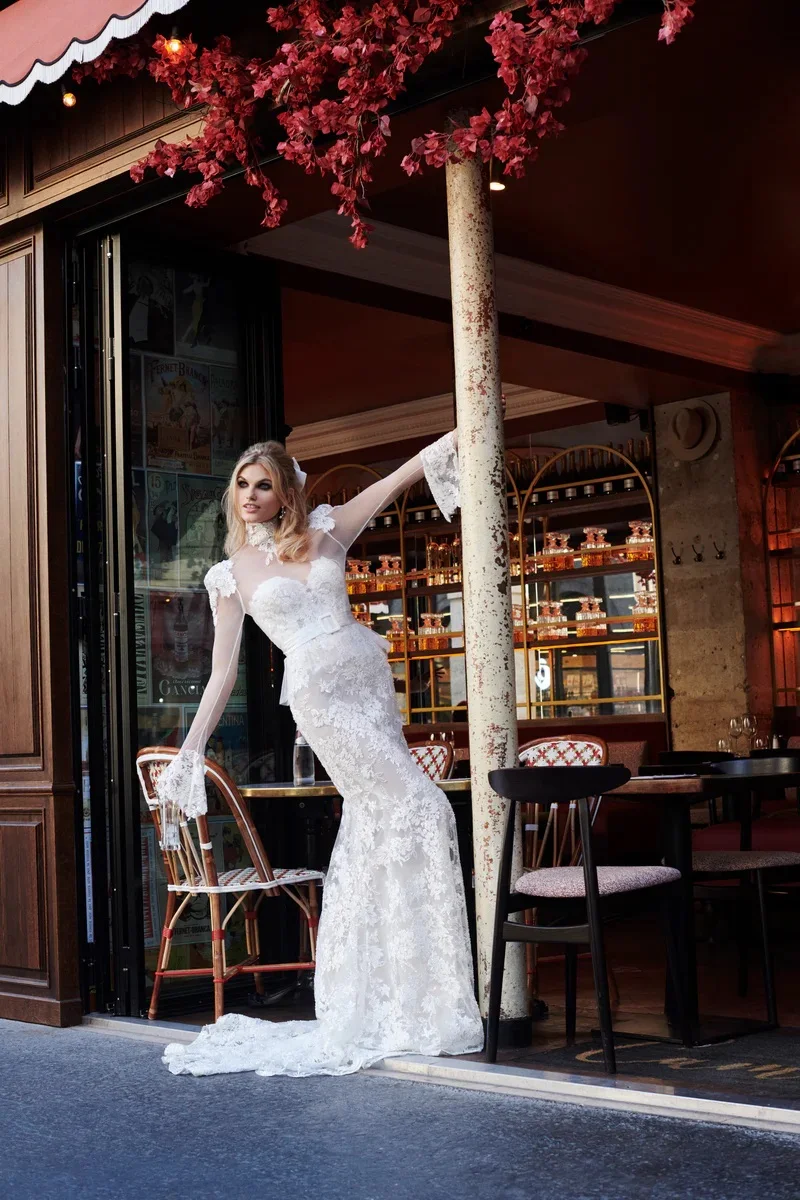 Robe de Mariée en Dentelle à Manches sulf, Simple, 2 en 1, 2024