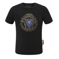 High Quality Outfits T Shirt Men Summer Slim Short Sleeve Streetwear Men Plein ali T-Shirts Tee Shirt Homme Diamond