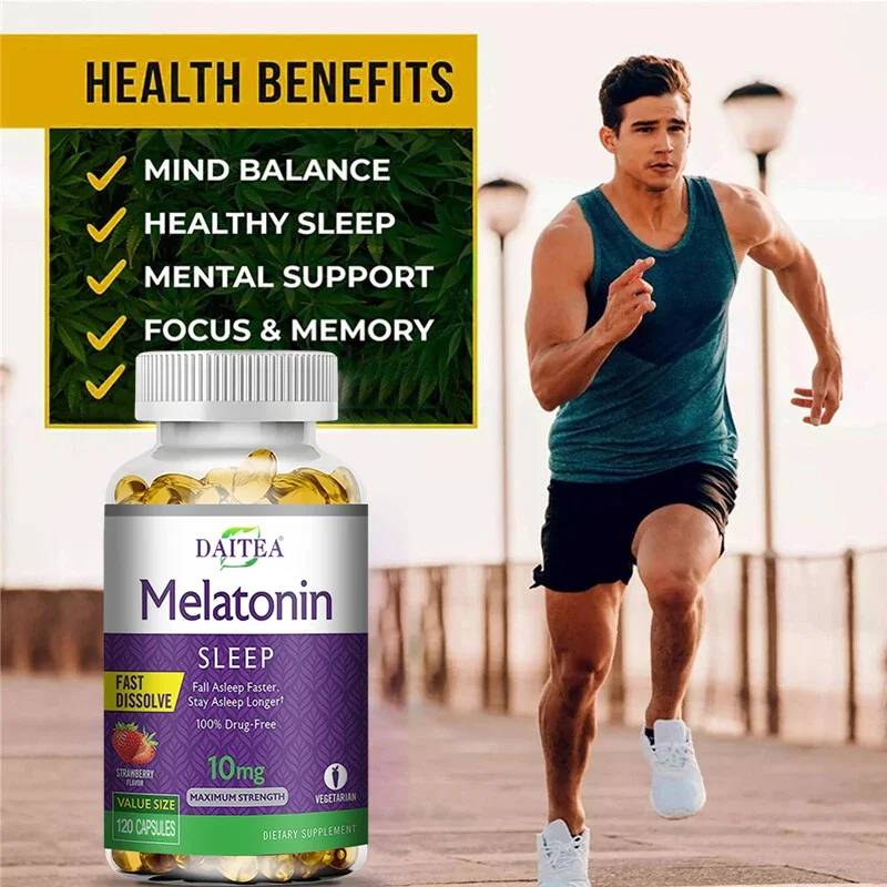 Melatonin Sleep Dietary Supplement Promotes Relaxation and Improves Sleep Quality, Relieves Stress and Anxiety