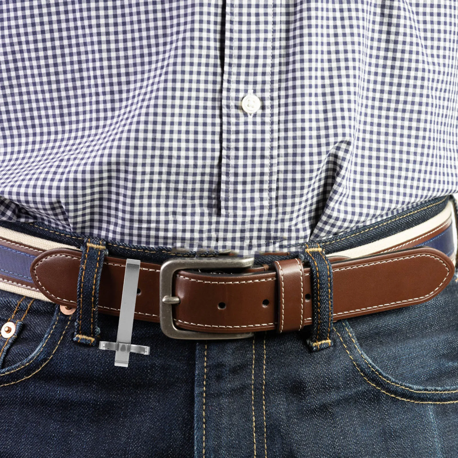 

Stainless Steel Flashlight Belt Clip Heavy Duty Flashlight Pocket Clip for M21b Adjustable Clamp Secure Locking Design