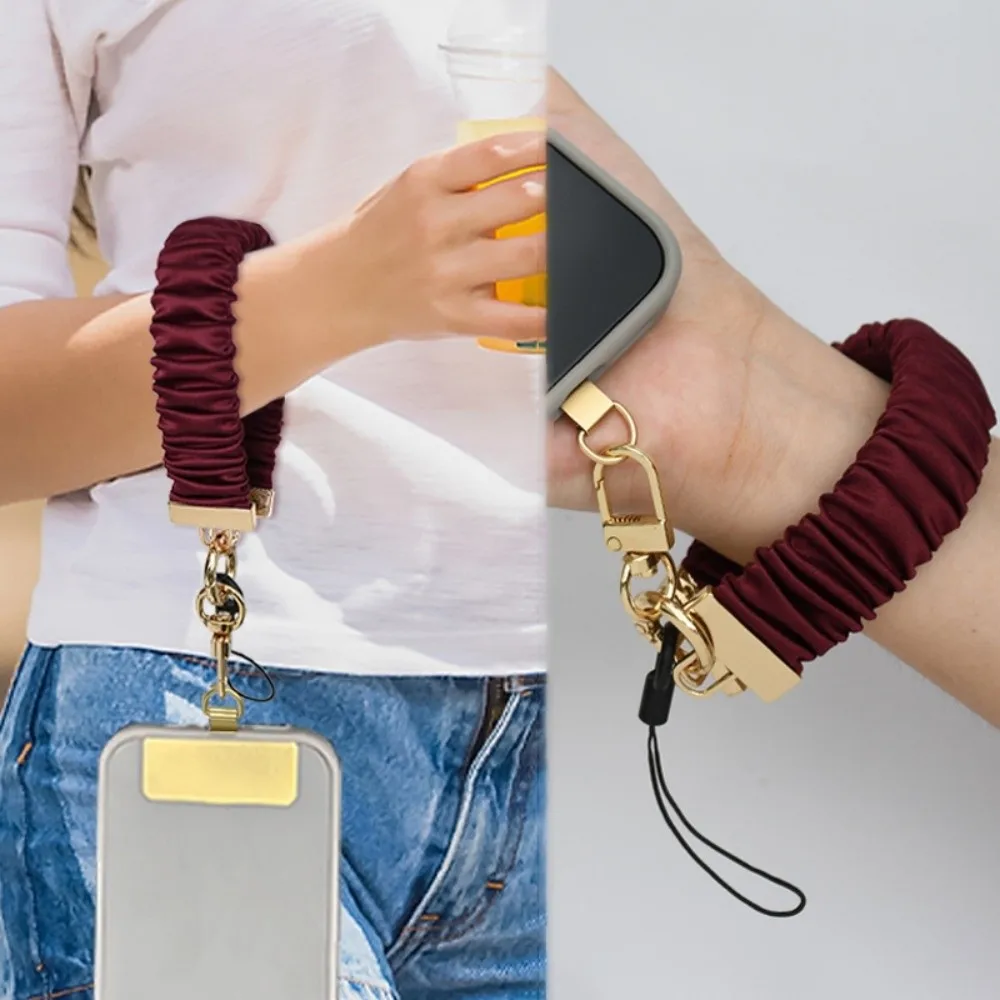 Pleated Design Mobile Phone Strap Metal Card Pendant Cell Phone Chain Anti Loss Short Mobile Phone Lanyard