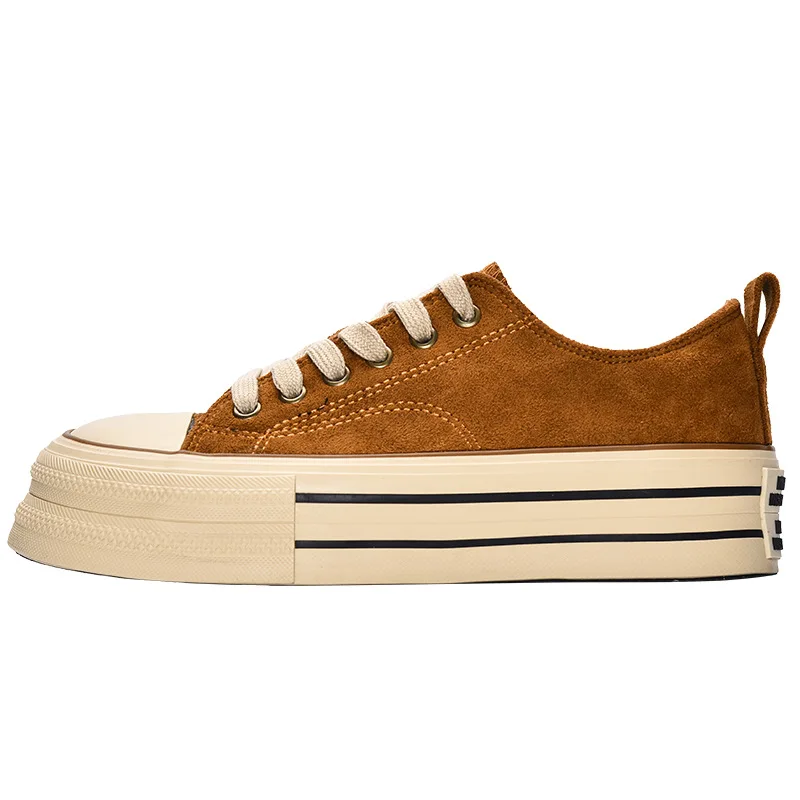 

2025 Autumn Retro Chunky Sole Casual Sneakers Versatile Skate-inspired Shoes Suede PU Daily Wear Lace Up Fashion Students Shoe