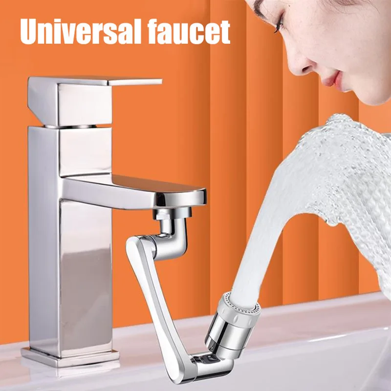 Stainless steel Universal 1440 °Swivel Robotic Arm Swivel Extension Faucet Aerator Kitchen Sink Faucet Extender 2Water Flow Mode