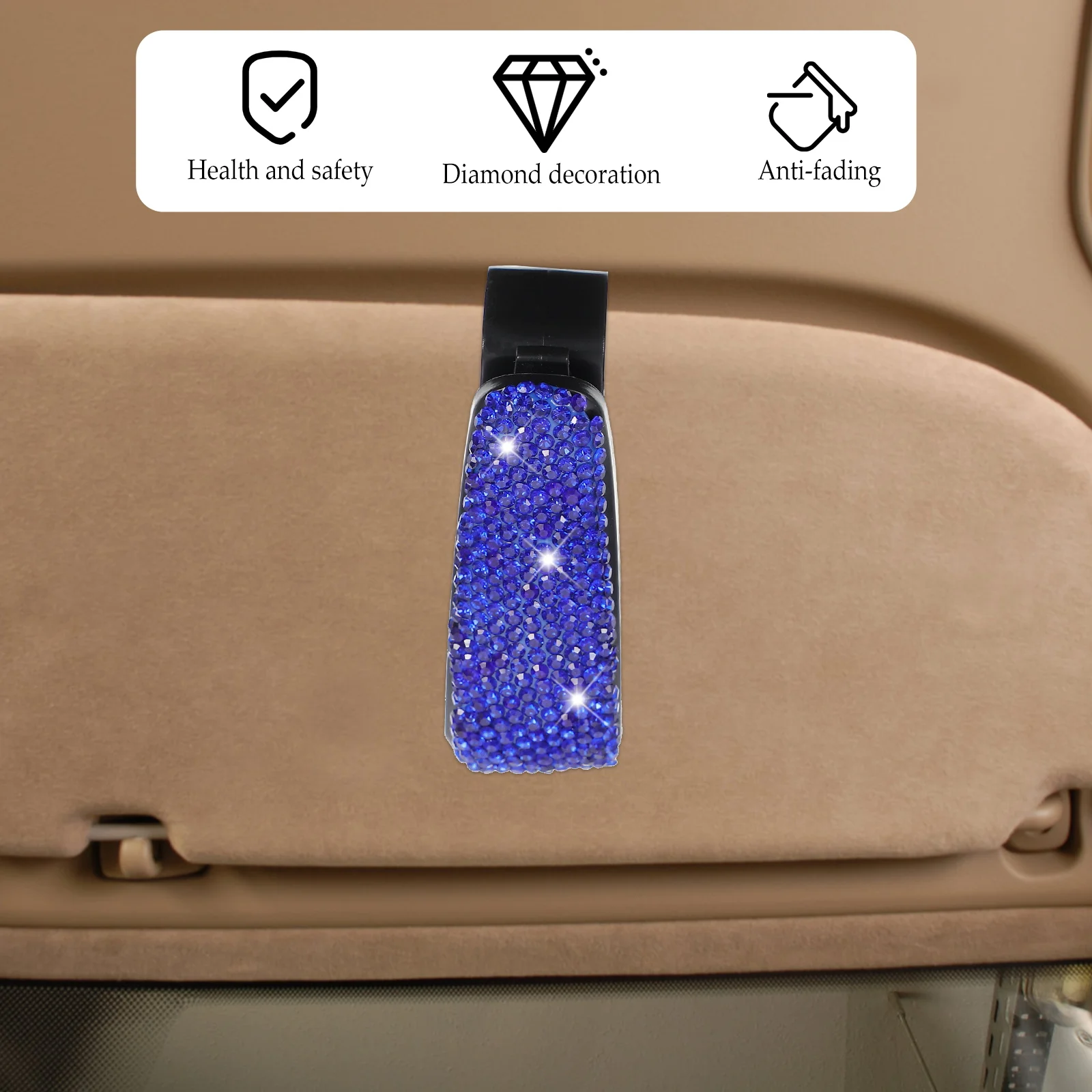 

Plastic Rhinestone Car Glasses Holder Visor Sunglasses Clip Eyeglass Long Solution Non Obstructing View Organizer