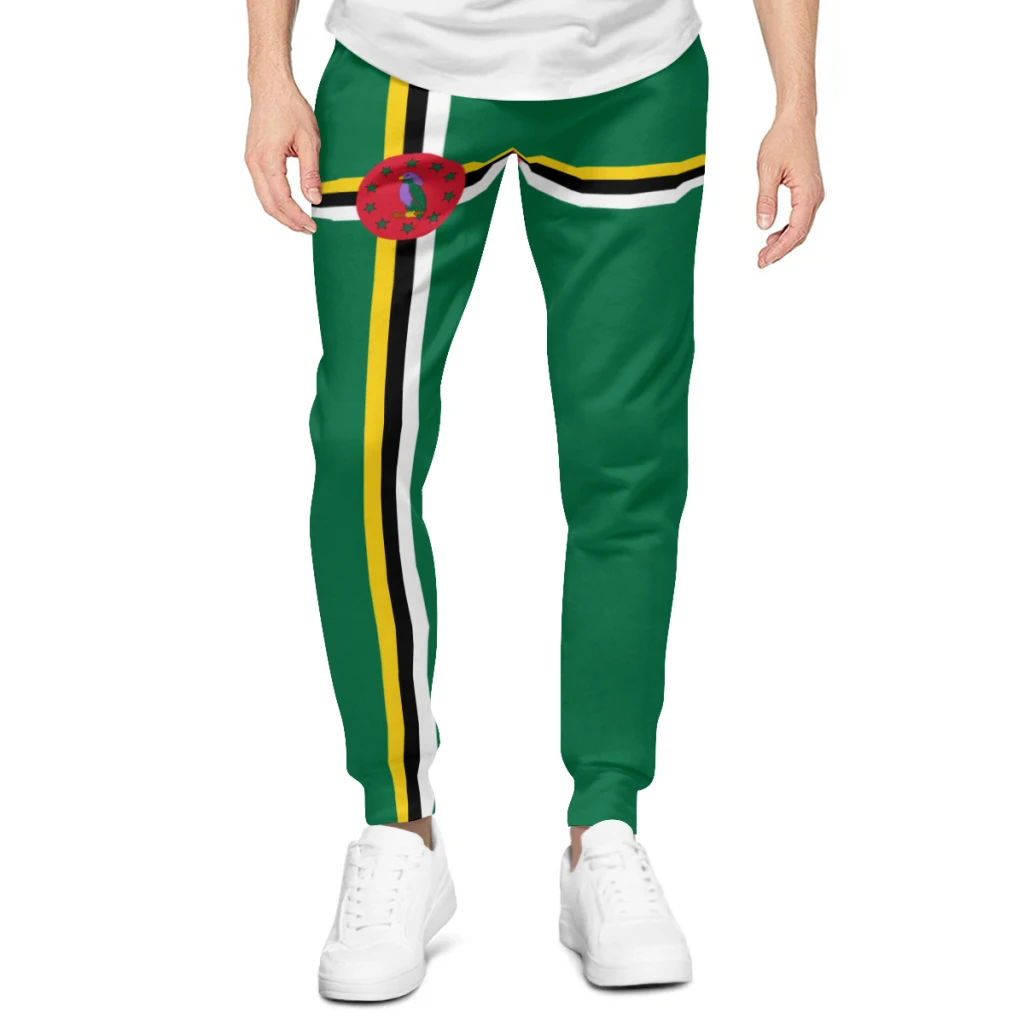 Pantalones de chándal con bandera de Dominica para hombre, Joggers con bolsillos, pantalones deportivos casuales con cordón