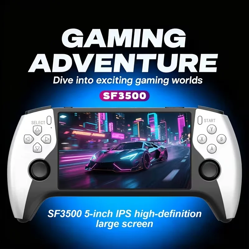 The new SF3500 handheld retro game console features a 5-inch IPS high-definition screen and supports USB charging