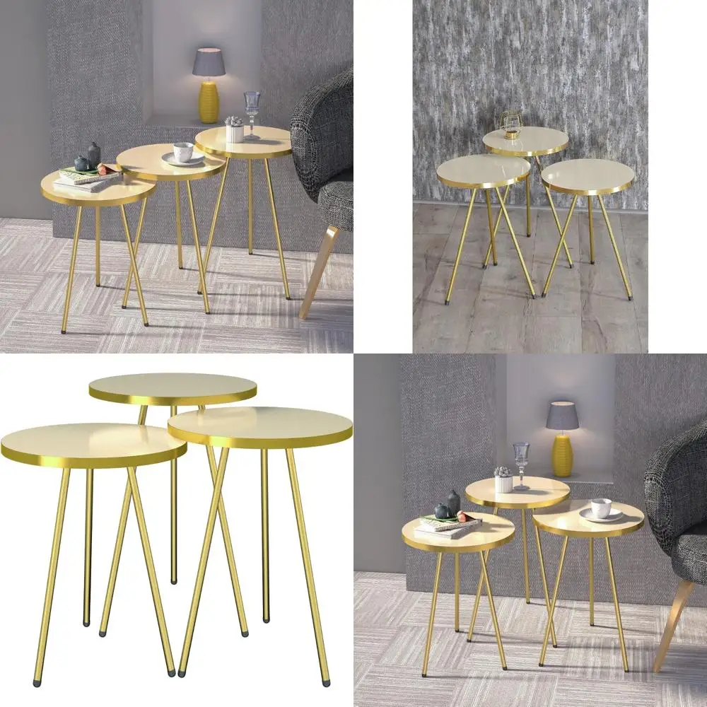 

Круглые журнальные столики из трех предметов — компактные штабелируемые приставные столики для небольших помещений, идеально подходят для гостиных и спален