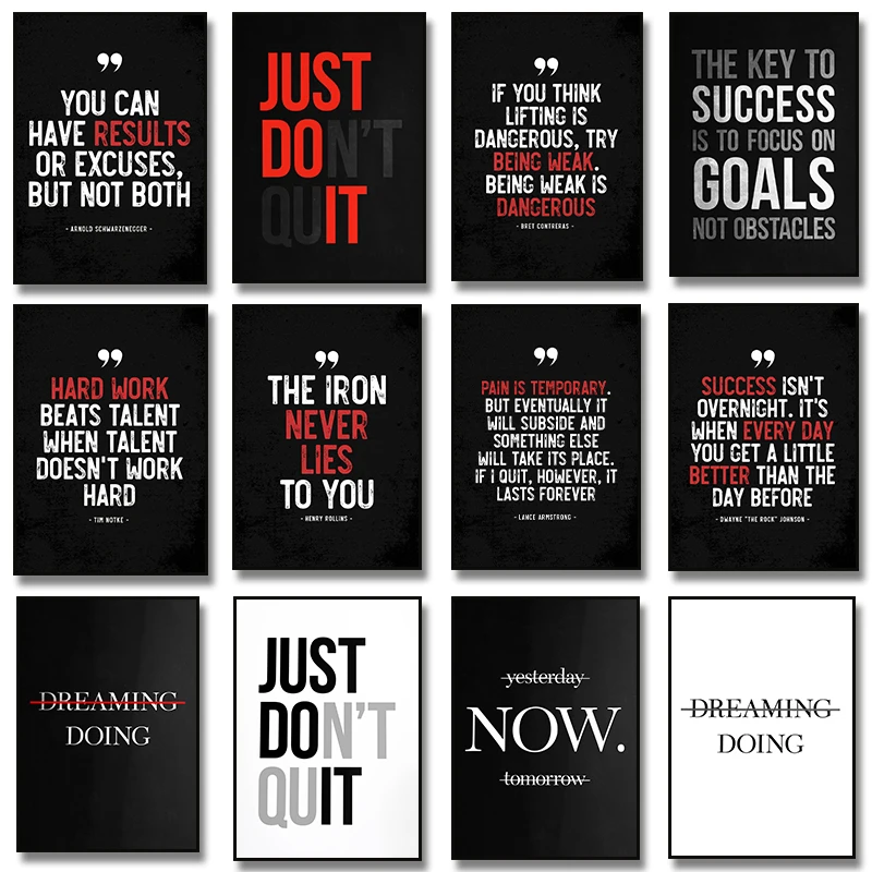 Affiches d'art de citation de motivation, Just Do It Success Fitness, peinture sur toile, image d'art mural, bureau, salon, décoration d'intérieur, cadeau