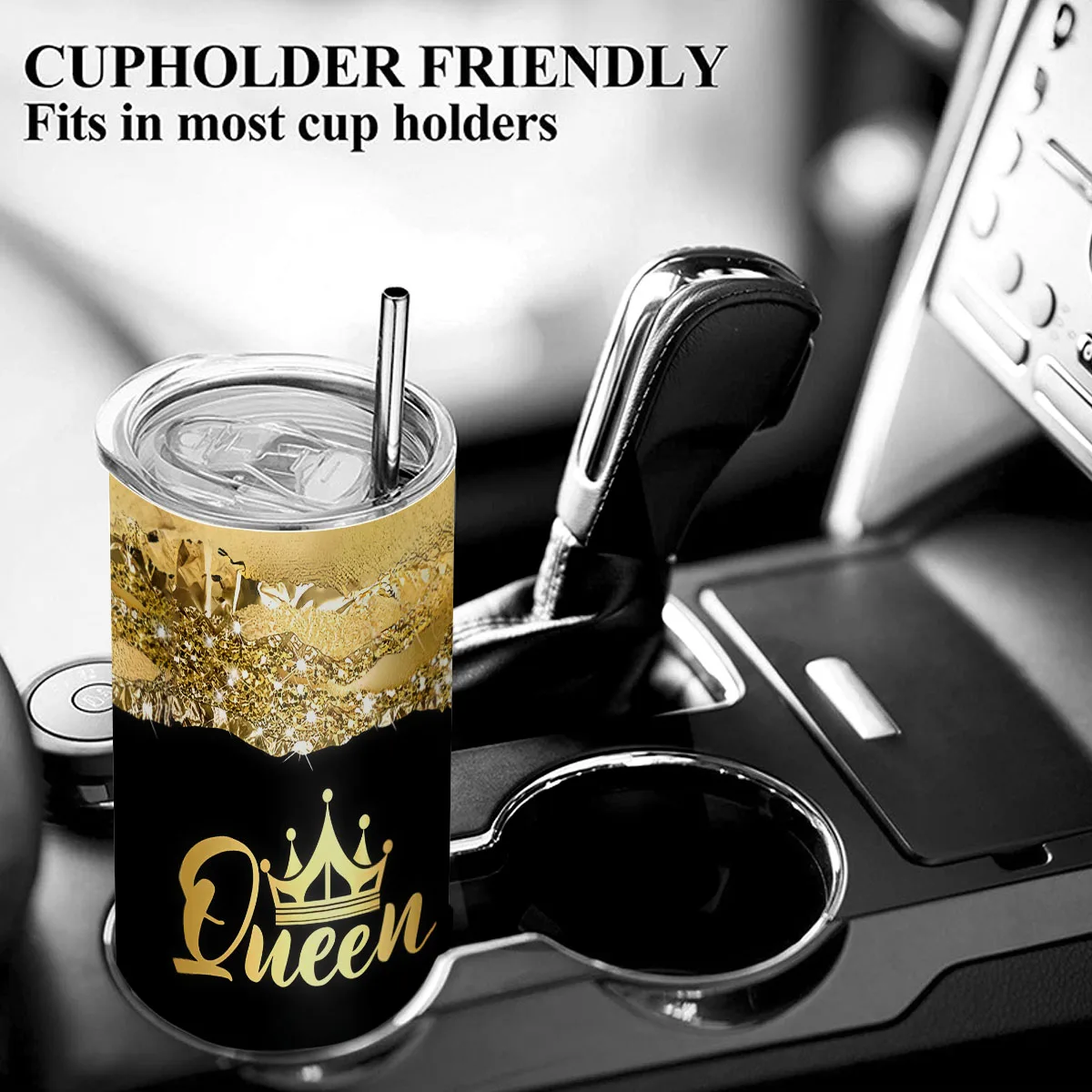 Classy Queen Tumbler Wrap, Gold Glitter png, 20 OZ Skinny Tumbler Sublimation Design, Queen Tumbler PNG, Luxury png, fashion tum