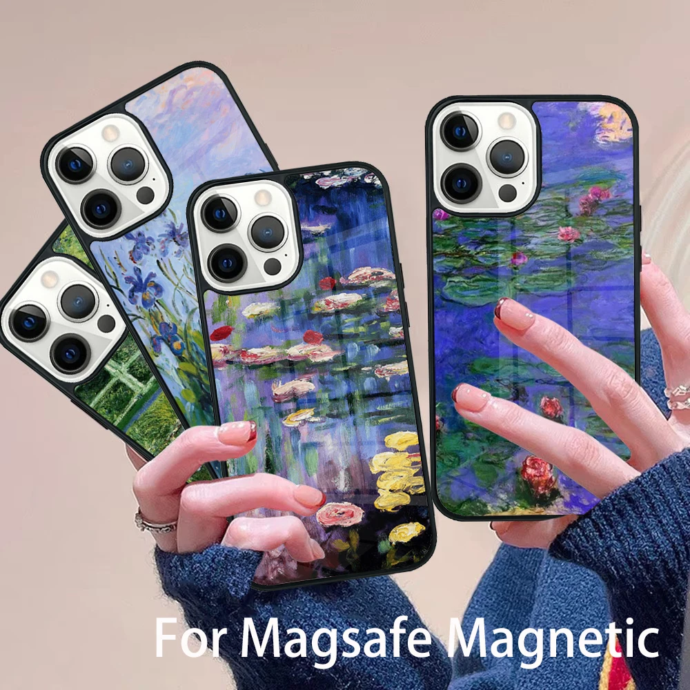 

Claude Monet Painting Phone Case Magesafe Magnetic Wireless Charge Cover For IPhone 16 11 12 13 14 15 Pro Max Plus Mini
