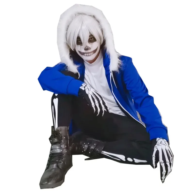 

2025 Undertale Sans Cosplay Hoodies COOL SKELETON Cos Blue Coat Halloween Cosplay Costume Unisex Jacket