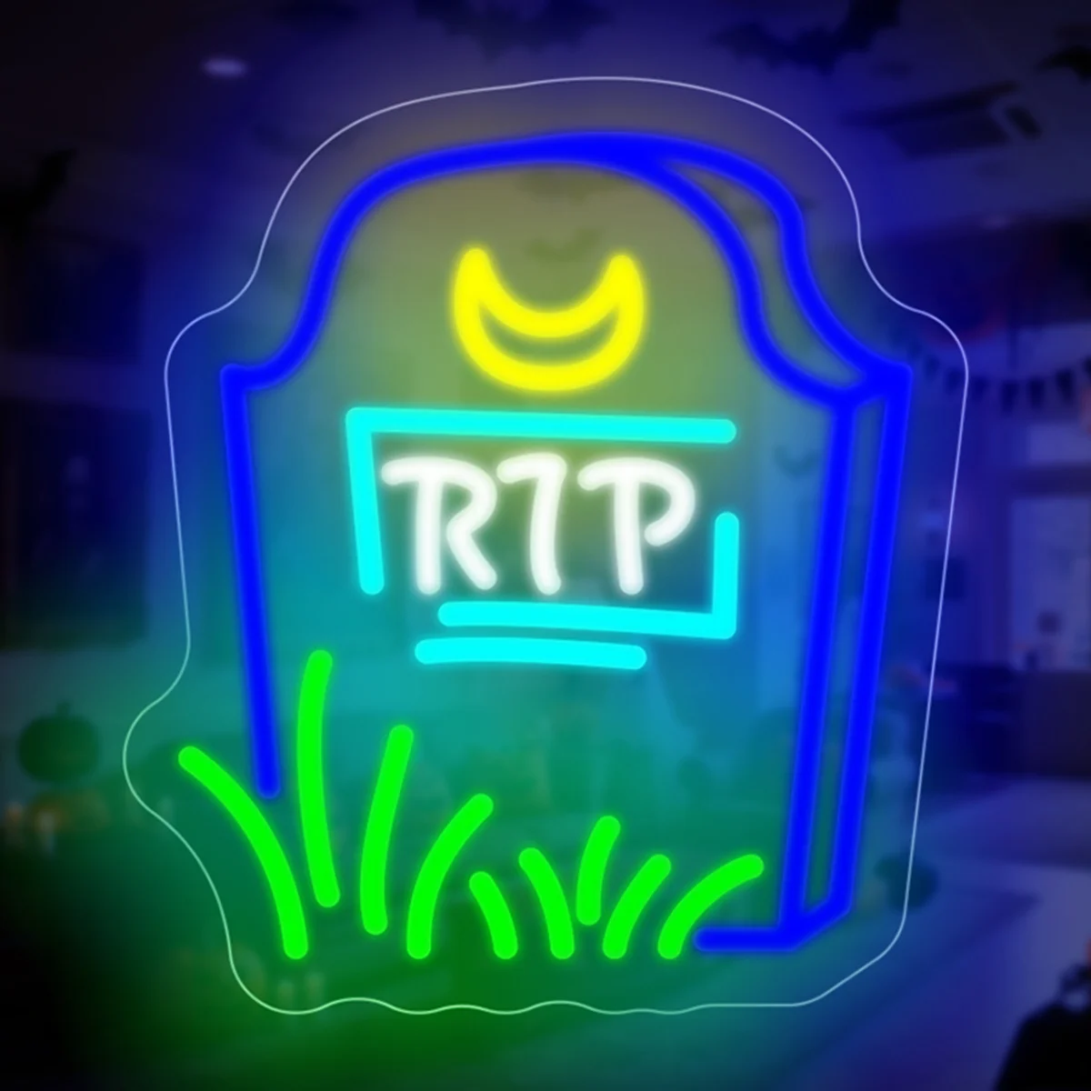 

Gravestone Neon Sign LED Dimmable Rip Neon Light Sign Terror Atmosphere for Bedroom Party Shop Restaurant Decor Halloween Gift