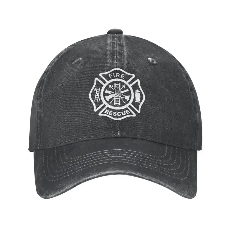 Punk Unisex Cotton Fire Rescue Firefighter Baseball Cap Adult Adjustable Dad Hat for Men Women Sports