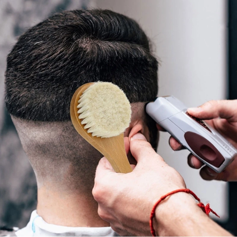 Cepillo de pelo redondo con mango de madera para bebé, gorros de cuna de cerdas suaves naturales, para recién nacido