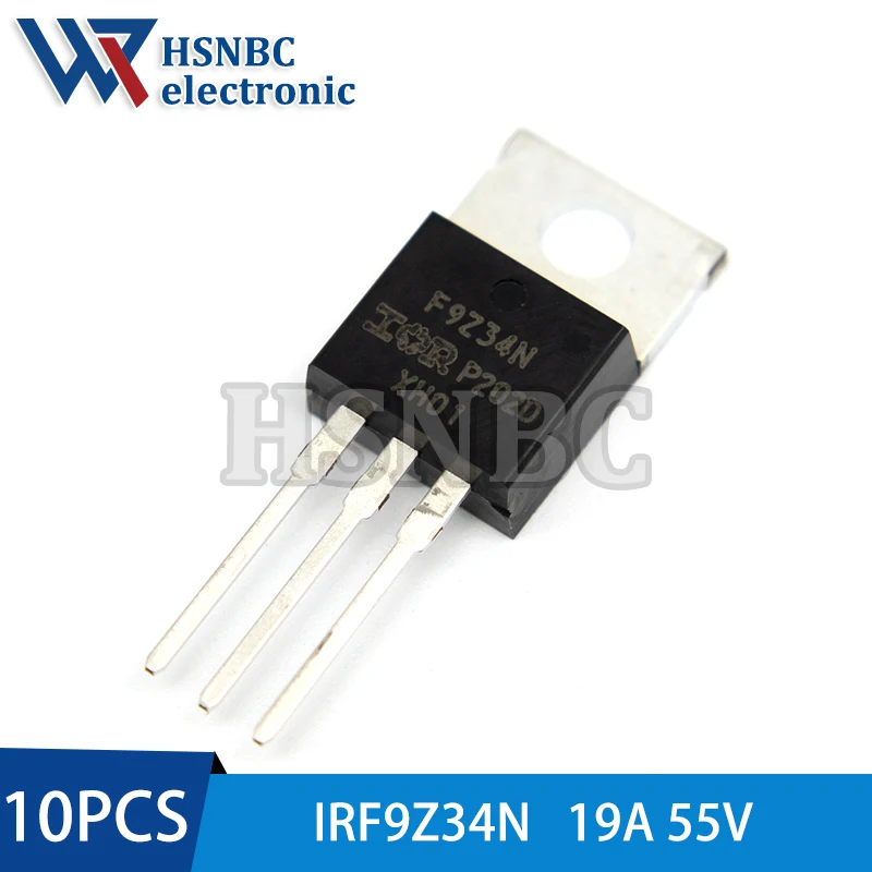 10Pcs/Lot IRF9Z34N IRF9Z34NPBF F9Z34N IRF9Z34 TO-220 19A 55V MOSFET P-channel Power Transistor 100% New Original